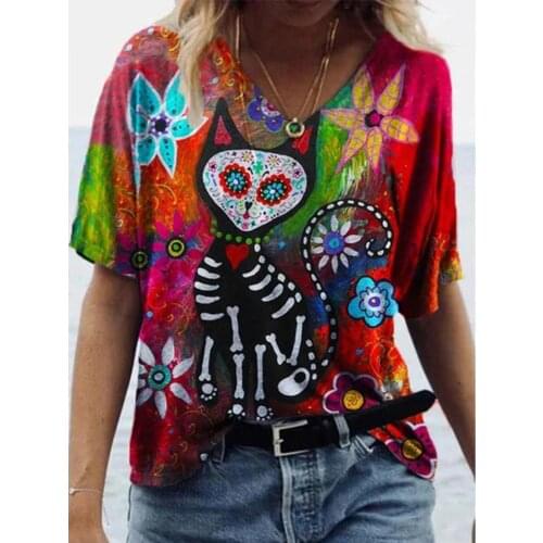 #R5 Harajuku T Shirt Women Clothes 2021 Summer Casual Loose V-neck Short Sleeve Pullover Tshirts Women Streetwear Tee Shirt