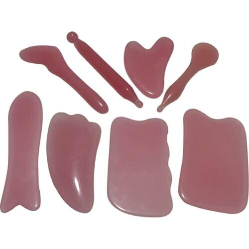 Rose Quartz Natural Jade Gua Sha Board Acupuncture Massage Face Lifting Stone Guasha Scraping Face Gouache Pink Quartz Massage
