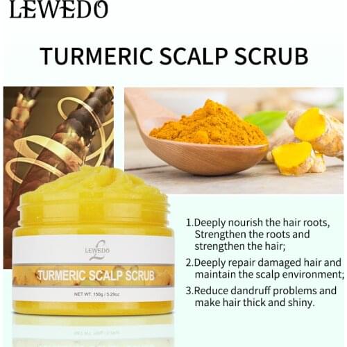 LEWEDO Turmeric Scalp Scrub 150g Hair & Scalp Treatments Ginger Exfoliating Scalp Moisturizing Cleansing Dandruff Massage Scrubs