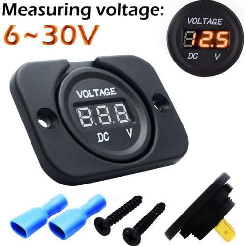 LED Digital Voltmeter 12V-24V Car Boat ATV Caravans Gauge Voltmeter Waterproof Orange