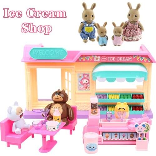 Sweety Zoey 1/12 Animals Ice Cream Dessert Shop Forest Family Dollhouse Bunny Miniature Furniture Accessories Gifts For Girls