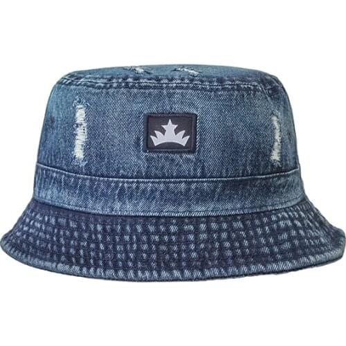 Solid Color Washed Cowboy Fishermans Hat Women Man Outdoor Sun Hat Crown Embroidery Lovers Fashion Wild Bucket Hats Casquette