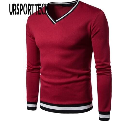 URSPORTTECH T shirt Men Big Size Long Sleeve V-neck Solid Sexy Full Sleeve T shirt Men Casual Shirts For Men Patchwork Tops Tees