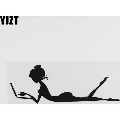 YJZT 17.4CMX6.2CM Hot Sexy Girl Computer Online Vinyl Car Sticker Black/Silver 8A-0430