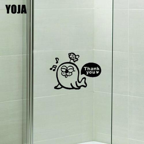 YOJA 18x25.5CM Funny Sea Lion Bathroom Shower Glass Decal Home Decoration Wall Sticker G2-0410
