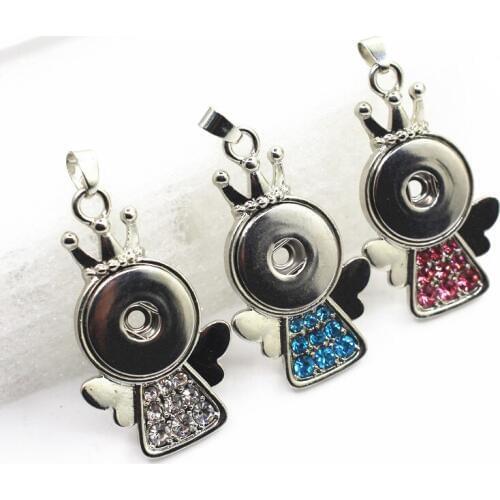 Snap Necklace pendant 6pcs/lot Angel snap pendants charms Diy snaps jewelry pendant for 18mm Snap Buttons