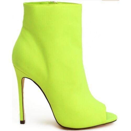 Sestito 2019 Women Florescent Light High Heels Ankle Boots Female Peep Toe Gladiator Sandals Boots Lady Side Zipper Dress Boots