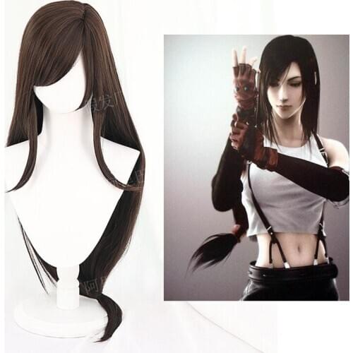 Final Fantasy VII Tifa Lockhart Cosplay Wig Women Long Black Wig Final Fantasy Cosplay Tifa FF ReMark Cosplay Costumes