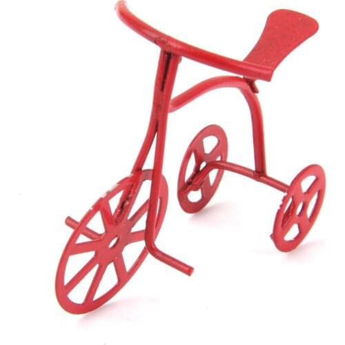 1:12 dollhouse miniature metal tricycle bicycle tricycle decoration red