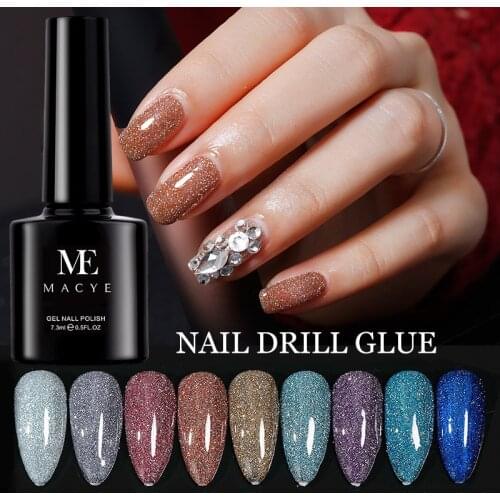 1 Bottle Diamond Sparkling Nail Gel Reflective Glitter Nail Gel Semi Permanent Nail Art Varnish for Manicures Need Base Top Coat