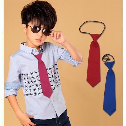 VEEKT 1 piece Pre-tied Kids Tie Fashion Slim Narrow Shiny Solid Boys Girls Necktie Skinny Solid 7cm Black Red Blue Cravate