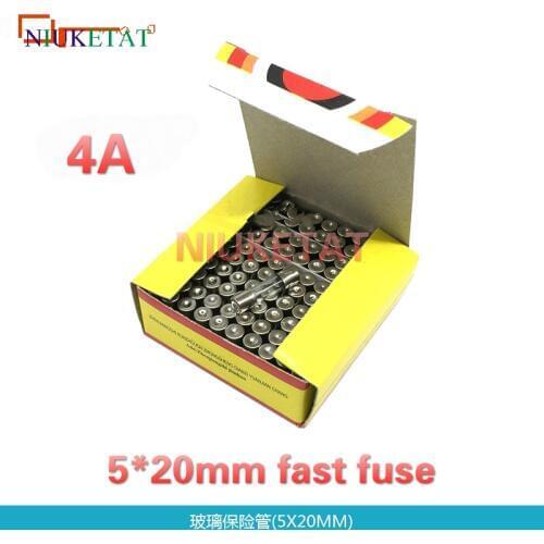100pcs/box 5*20mm 4A 250V Fast fuse 5*20 F4A 4000mA 250V Glass Fuse New and original