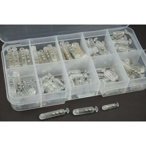 120pcs 3 Size Worm Jig Fishing Lure Glass Rattles Kit Insert Tube Rattles Shake