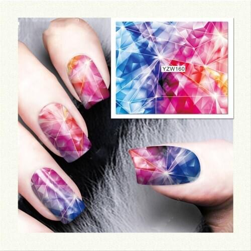 2 Sheets nail stickers full cover 3d Geometric Figure Nail Art Water Decals Women Manicure Salon nail decoration stickers