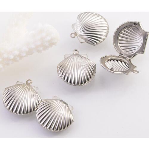 20pcs 22.3*20mm Stainless Steel Pectinid-shaped Pendant Gift Box DIY Jewellery Accessories