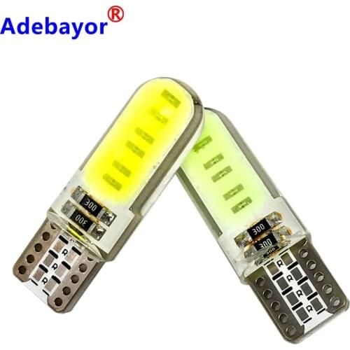 200pcs Silicone Gel T10 W5W COB LED Car Light 12 SMD chips 12V Wedge Side Parking Reading Bulb Signal Lamp Clearance Door Light