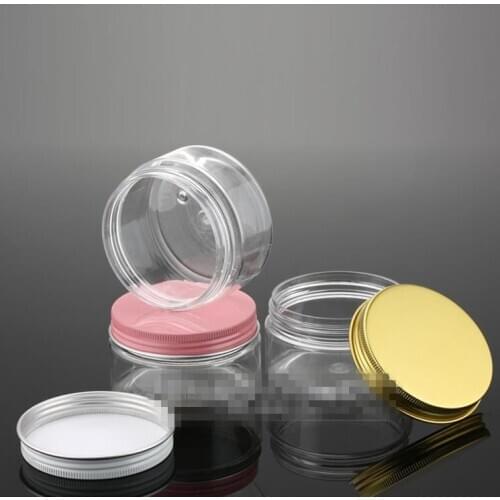 20 x 100g Empty Clear Pet cream jar 3.5oz Transparent Plastic jar Cream bottle with aluminum cap cosmetic container packaging