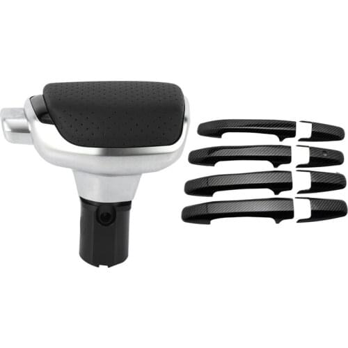 4 Pcs Car Side Door Handle Frame Cover Trim & 1 Pcs Car Automatic Leather Gear Shift Knob Shift Lever