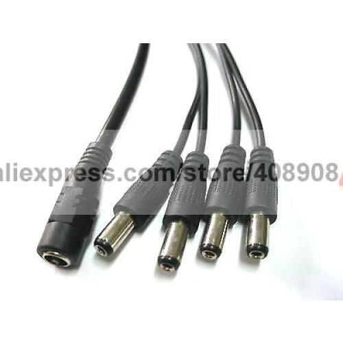5 pcs 4 Channel 5.5x2.1mm DC Power Splitter 1 Female to 4 Male for CCTV Camera Cable Length 40cm 17 inch