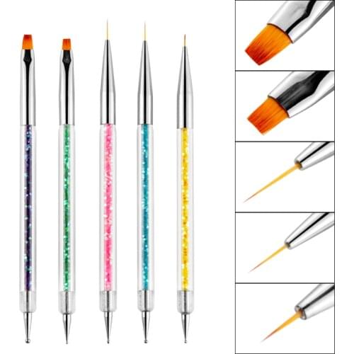 5 Pack Nail Dotting Pens Nail Art Liner Brushes for Nail Art Uv gel Painting Drawing Pens for Manicure Decoration Equipment Kit