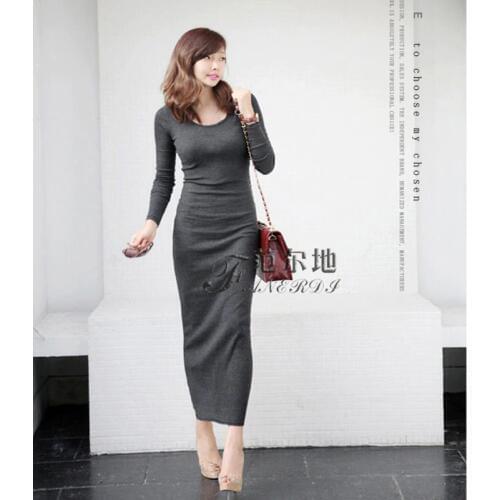 Free Shipping 2018 New Fashion Plus Size S-XL Stretch Long Maxi Dresses For Women One-piece Winter Warm Fleece Winter Dresses