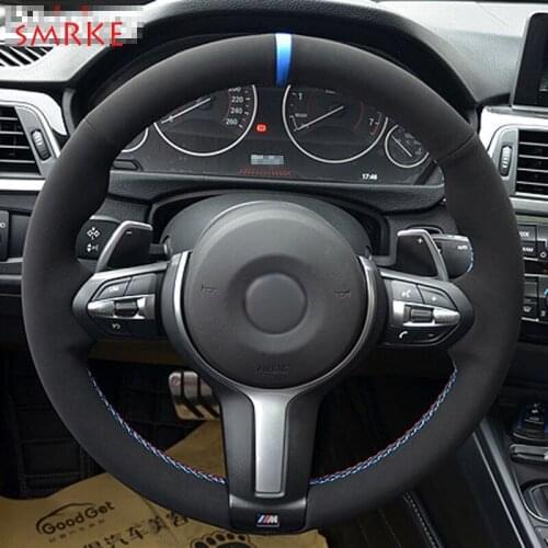 Black Suede Car Steering Wheel Cover for BMW F87 M2 F80 M3 F82 M4 M5 F12 F13 M6 F85 X5 M F86 X6 M F33 F30 M Sport