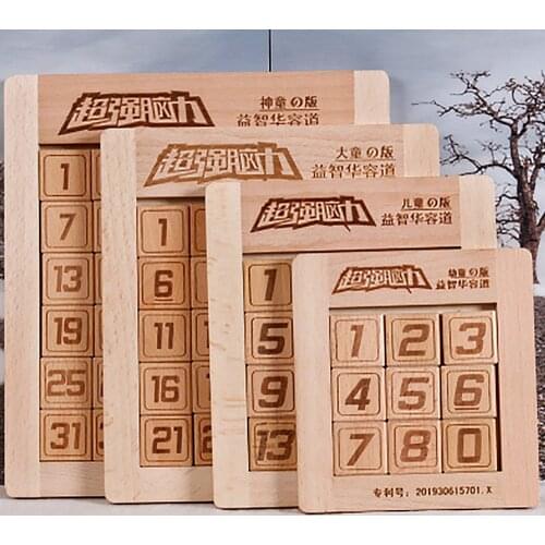 Digital Huarong Road Wooden 3D Puzzle Huarong Road Education Early Learning Toys Sudoku Toys Children Clearance and Unlock Game