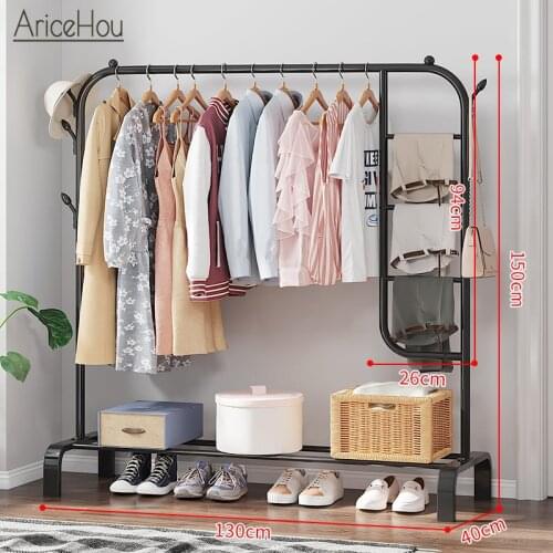 Adjustable Clothes Rack Hanging Storage Simple Furniture Telescopic Cloth Rail Drying Rack Hanger Organizer Hangers Coat Shelf