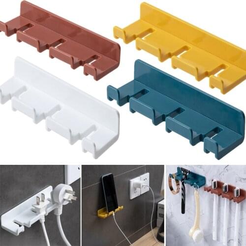 1Pcs Toothbrush Holder Hooks Free Punching Self Adhesive Wall Mount Hook Hanging Toilet Stick Hook Home Bathroom Storage Rack