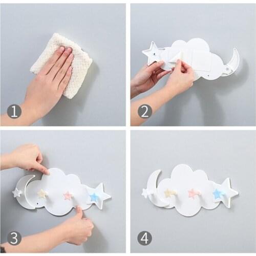 Children Room Girls Room Clothes Hooks Nail-Free Decorative Hooks Cupboard Hooks