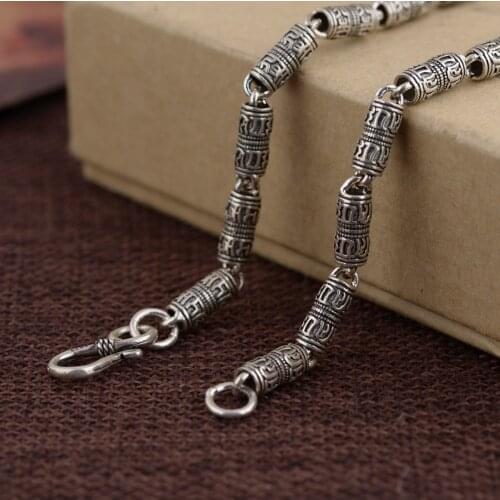 Antique Jewelry Line To Do The Old Process Is Simple Mantra mens Gift S925 Silver Necklace