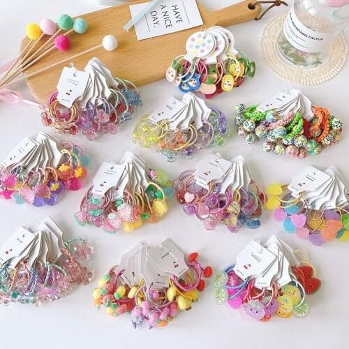 20 Pcs/Set Cute Anime Girls Rubber Bands Colorful Kawaii Hair Ornament Candy Color Elastic Hair Bands Cartoon Hair Accessories