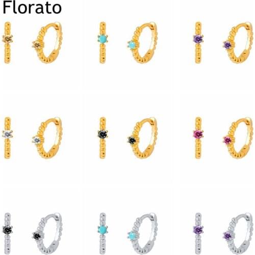 925 Sterling Silver Ear Buckle Minimalist Hoop Earrings Ladies Simple Cute Crystal Round Silver Earrings Jewelry Wholesale