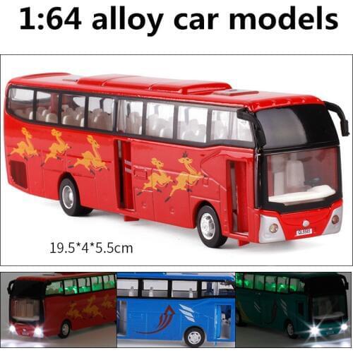 1:64 alloy car models,high simulation tour bus model,toy vehicles,metal diecasts,pull back & flashing & musical, free shipping