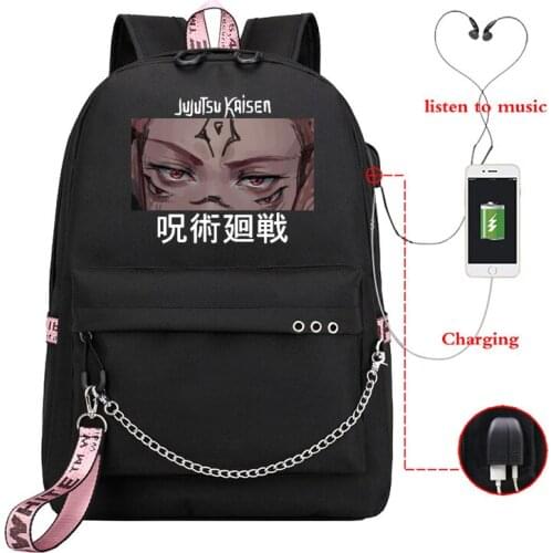 Anime Jujutsu Kaisen Fashion Backpack Women Girls School Backpacks Bag Usb Charging Jujutsu Kaisen Girls Schoolbag Plecak Damski