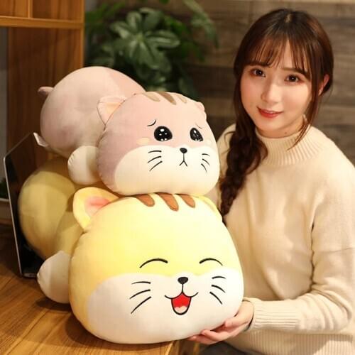 55/75/95cm Cartoon Lovely Lying Cat Plush Toys Stuffed Animal Doll Soft Nap Pillow Cushion Sofa Decor Gift for Kids Girls Gifts