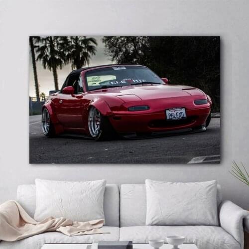 Mazda MX-5 Widebody Old Car Tuning Sportscar Posters Canvas Printed Home Decor Wall Art Living Room Decorations