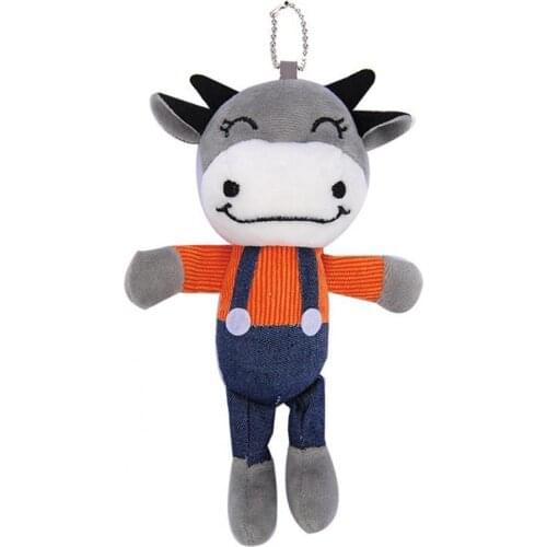 2021 Ox Year Cartoon Cow Plush Doll Pendant Stuffed Toy Keychain Bag Ornament