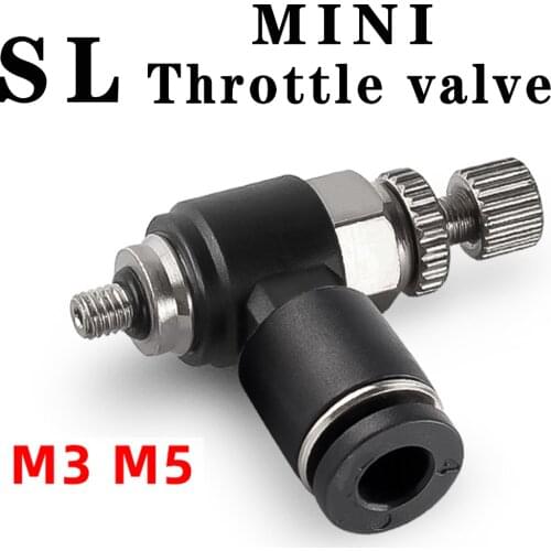 Pneumatic miniature SL throttle valve cylinder air pipe joint speed switch 4-M3 6-M3 with sealing ring to prevent gas leakage