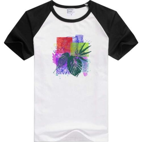 Watercolor Leaf abstract pattern short sleeve casual Men Women T-shirt Comfortable Tshirt Cool Print Tops Fashion Tees GA1027