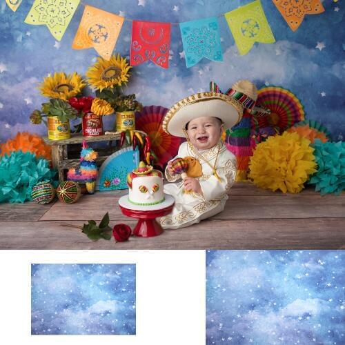 Fiesta Party Selfie Photography Backdrop Starry Sky Newborn Baby Portrait Photo Background Blue Sky Cloud Kid Birthday Photocall