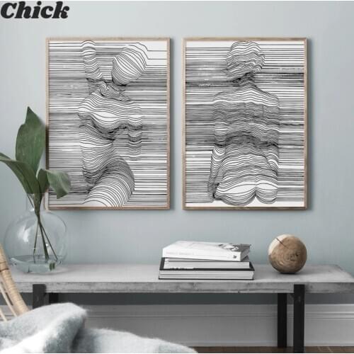 Sexy Woman Abstract Line Body Art Kiss Wall Art Canvas Painting Nordic Posters And Prints Wall Pictures For Living Room Decor