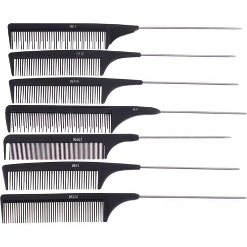 1 Pc New Professional Black Hard Carbon Cutting Comb Heat Resistant Salon Hair Trimmer Brushes Metal Pin Tail Antistatic Comb