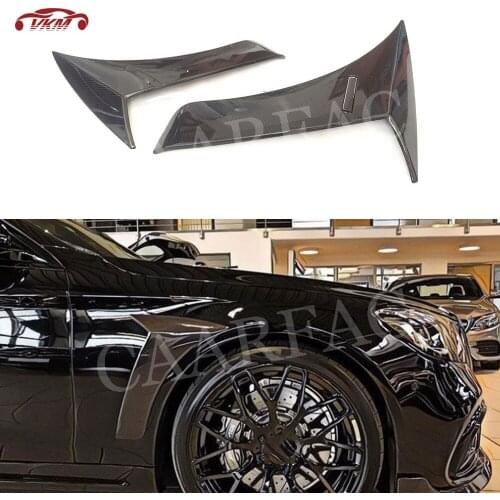 Carbon fiber Front Bumper Flaps Side Fender Fins Splitters Moulding Trims for Benz S Class W222 S63 S65 AMG 2018 2019 Styling