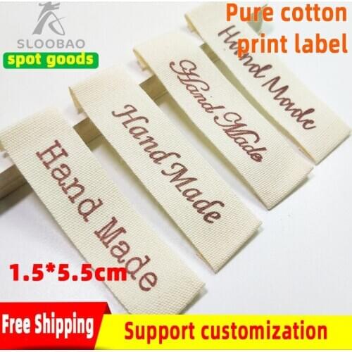 FreeShippingstockHandicraftMixHandMadeDIYByHandPrintedCottonLabelWashableClothing GarmentTagsLabelsCustomSewingName100pcs/Bag