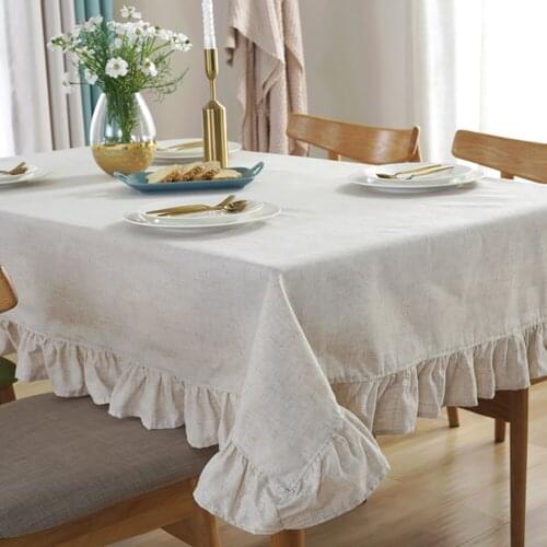 Lotus Lace Tablecloths Rectangular Cotton Linen Dinner Table Cloth Tables Cover Dustproof Tea Table Cloth Home Decor