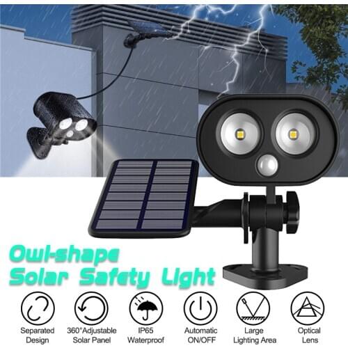Owl-shape Solar Garden Light Human Sensor Light Control Light 360°Adjustable Solar Panel Creative High Brightness Outdoor Decor