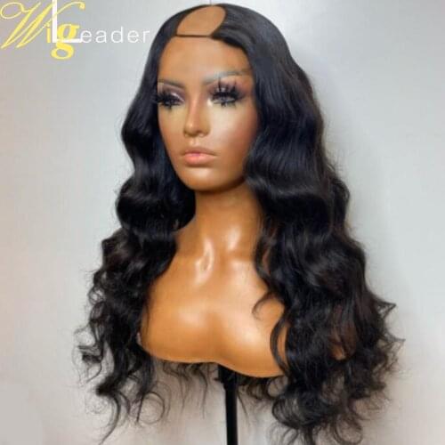 Wigleader Loose Wave Preplucked Human Hair U Part Lace Wigs 150% Glueless Lace U Wigs Bleach Knot Hair Wigs for Black Women