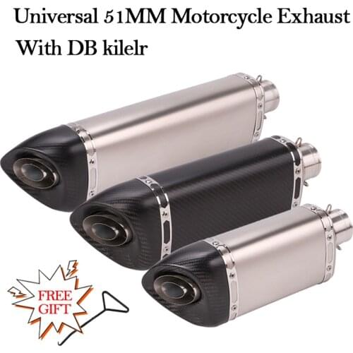 51mm Slip On Universal Motorcycle Exhaust Pipe Modified Carbon Fibre Escape Muffler DB Kilelr For ZX6R Forza 350 CB650R Ninja400
