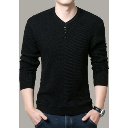 Knitted Cashmere Wool warm Sweater Men Casual V-Neck Pullover Long Sleeve top Shirt Drop shipping Brand discount clothes